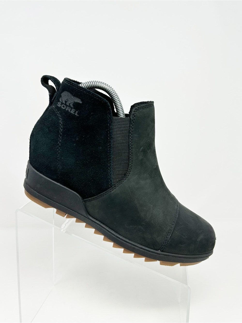 Sorel Womens Chelsea Ankle Boots Black Waterproof Pull On Lug Sole Size 8.5